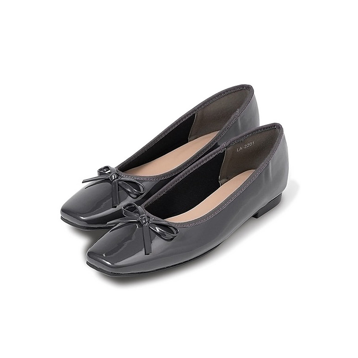 スクエアトゥバレエシューズ ダークグレー（エナメル） soena by InRed LA-2201